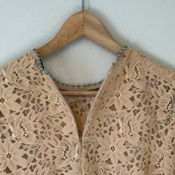 Sandro Paris Utopie Crystal-Trimmed Corded Lace Top in Beige (size 1 - Small) - Picture 5 of 13